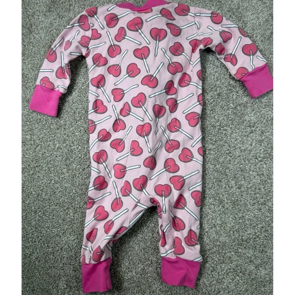 Magnolia Baby Pima Cotton Girls Pink Heart Lollipop Footie Pajamas 9 Months